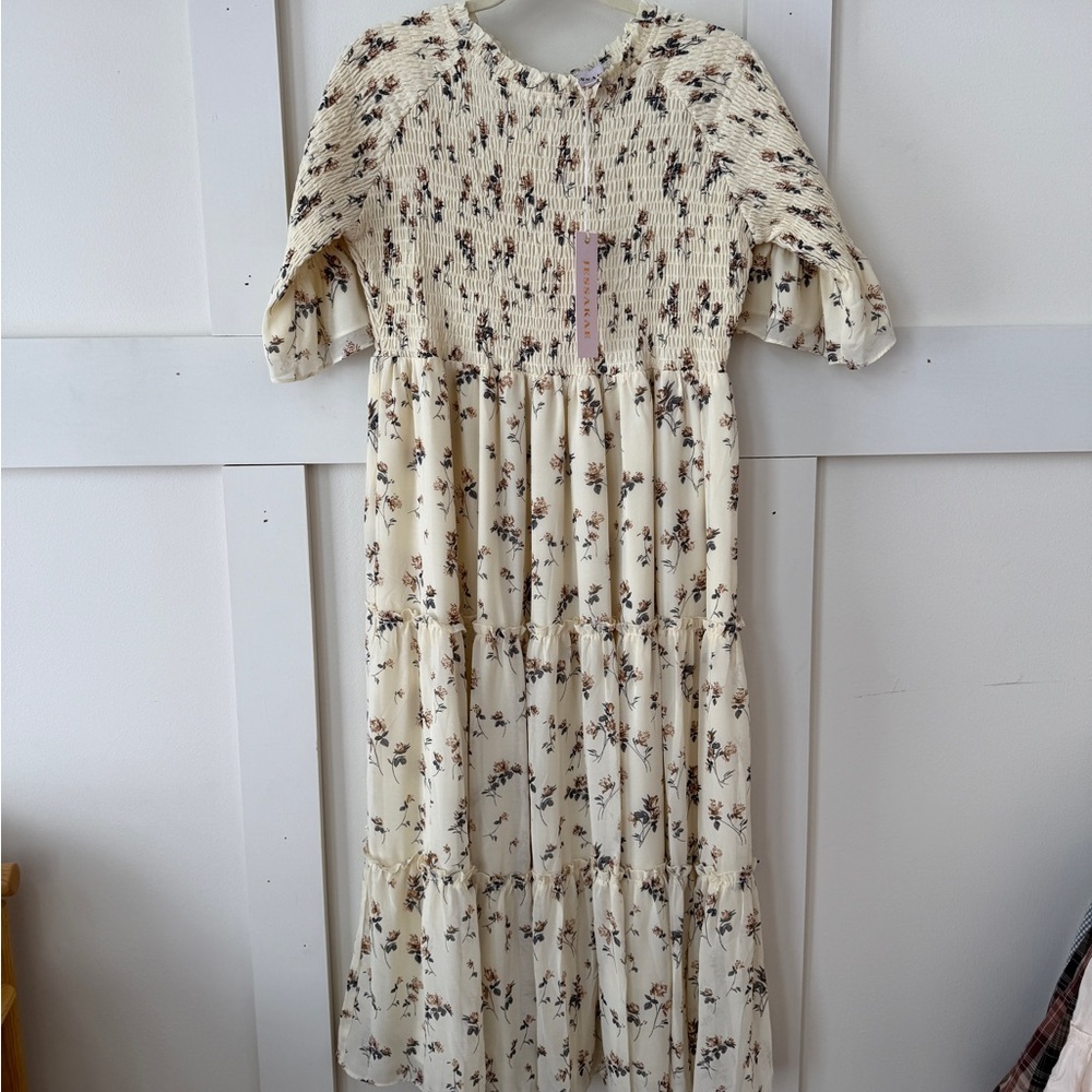 JessaKae Cream Floral Dress